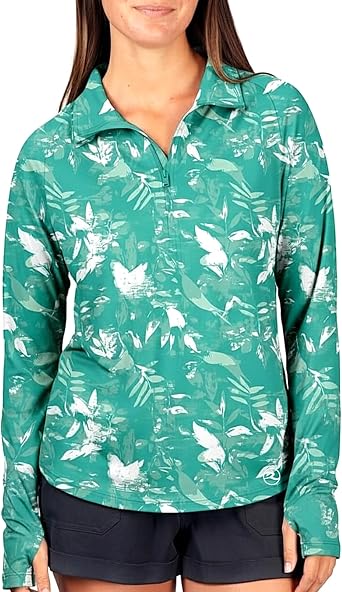 Reel Life Women's Long Sleeve - UPF 50+ Sun Protection Half Zip Shirt, Quick-Dry, Women s Long Sleeve Tops, Athletic Pullover