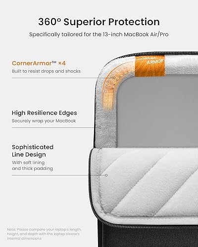 Miniatura 4 de Funda protectora Tomtoc 360° para MaaBook Air / MacBook Pro Retina de 13-13.3 pulgadas/iPad Pro de 12.9 pulgadas, Negro/Azul Negro