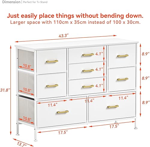 Miniatura 9 de Cómoda alta para dormitorio con 6 cajones, torre de almacenamiento blanca para armario, sala de estar, guardería, oficina, cómoda con mango de