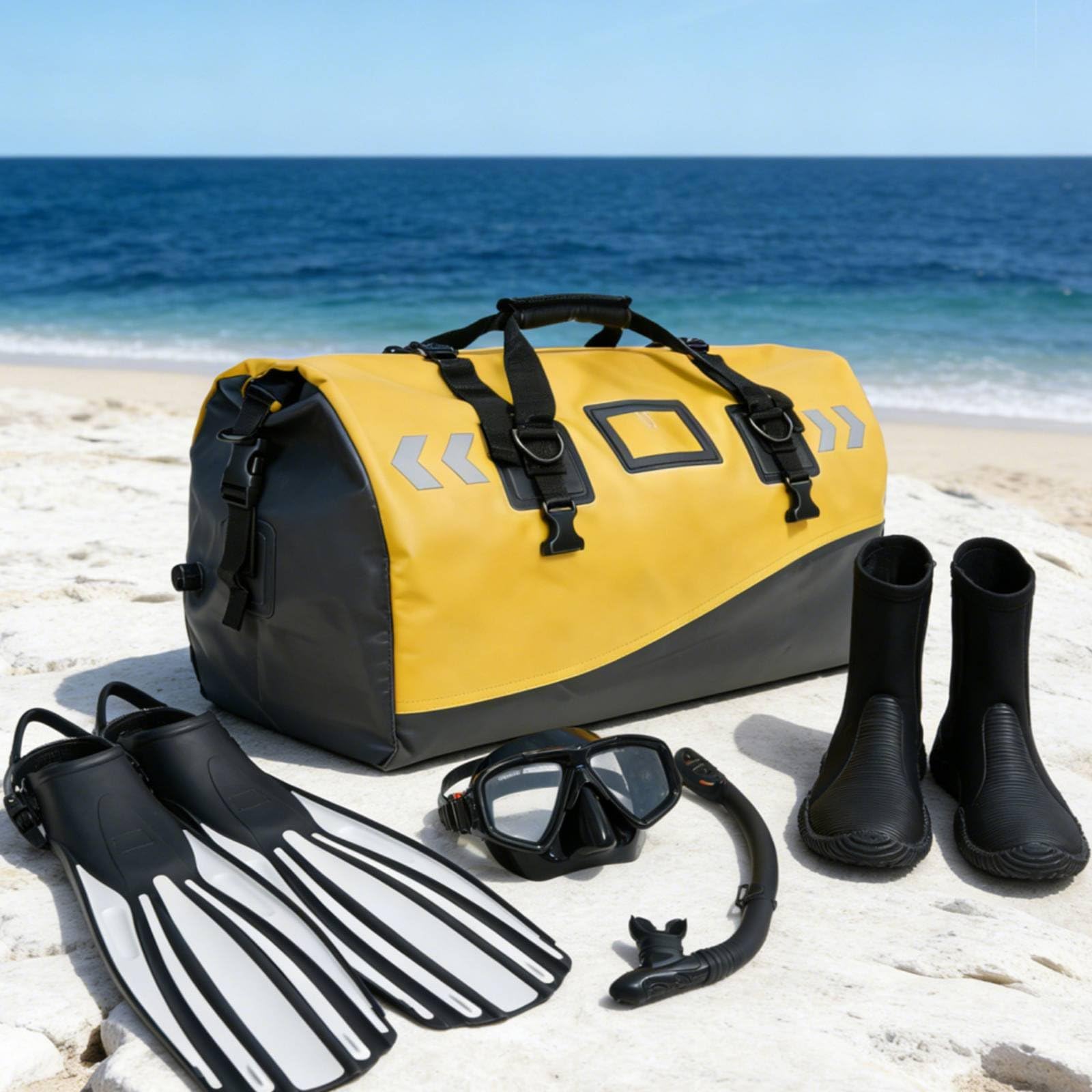 predolo Zaino Borsone da Immersione Grande Capacità Borsone Impermeabile 66L Convertibile 3 in 1 Sacco Stagno per Subacquei, Campeggio, Immersioni, Spiaggia, 66L