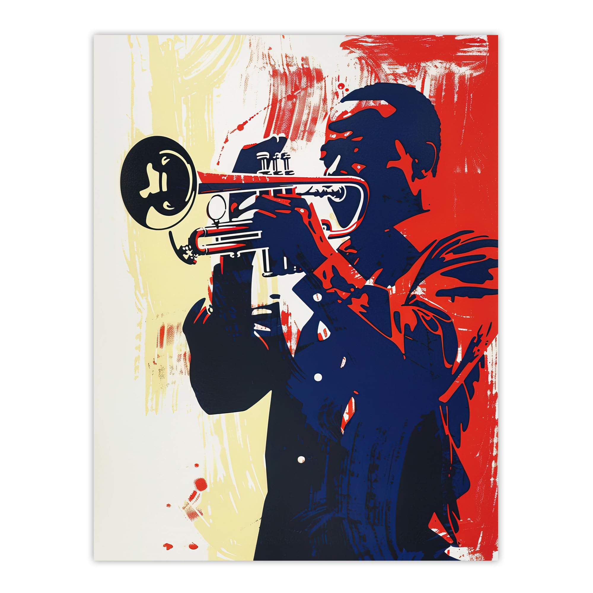 Artery8 Jazz Music Trumpet Player Portrait Graphic Design Living Room Large Wall Art Poster Print Thick Paper 18X24 Inch