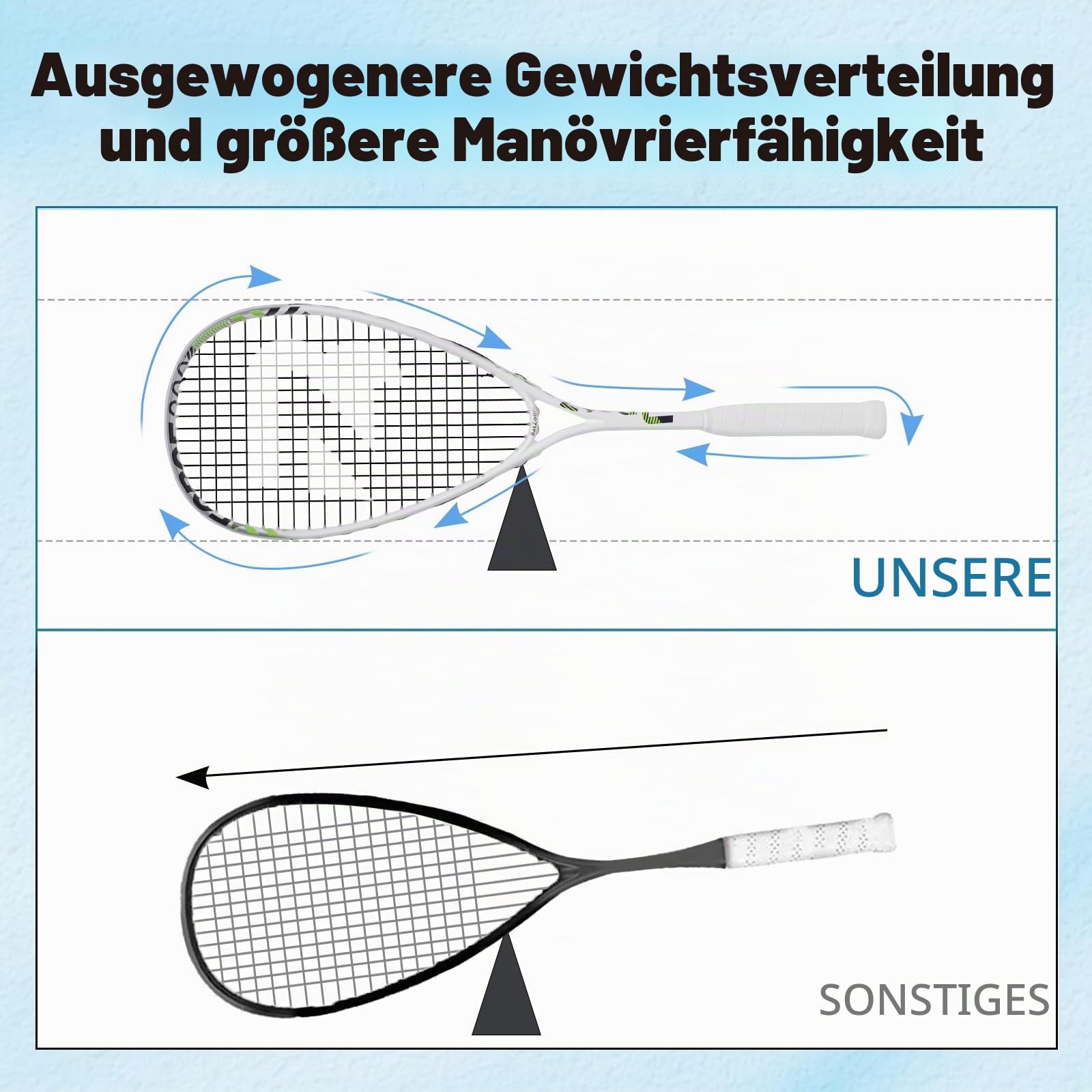 BatZoom Anfänger-Squashschläger – Leichter & Langlebiger Trainingsschläger für Erwachsene & Jugendliche, Vorbesaitet mit Komfortgriff & Dämpfung - Inklusive Tragetasche