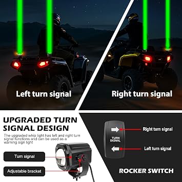 Laser Whip Light for UTV ATV Can am Polaris RZR SXS,2pcs Whipless LED Pods RGBW with Turn Signal Waterproof Chasing Light Kit with Switch & Remote Compatible with Golf Cart Jeep Truck