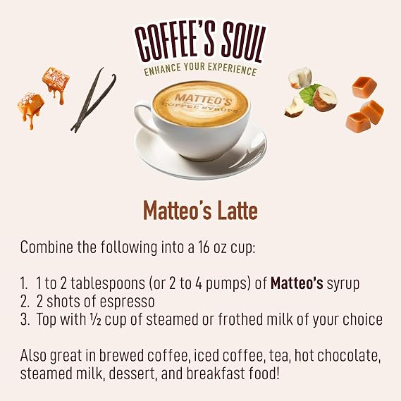 Matteo's Sugar Free Coffee Syrup Variety Pack - Zero Sugar 33.8 oz 4pk