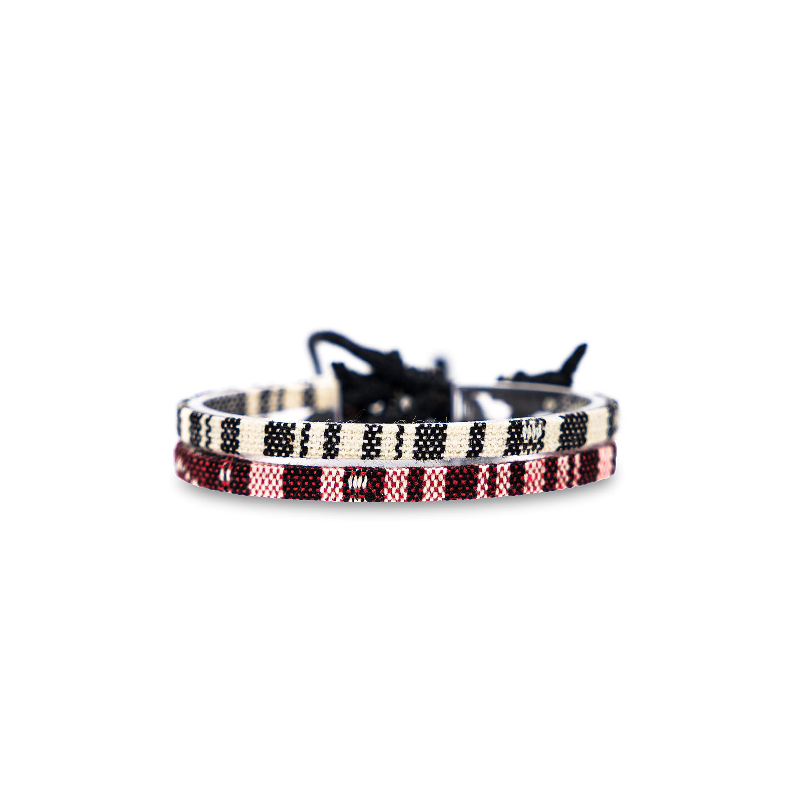 2x Bracelet style Boho Surfeur - Set hommes et femmes - Hippie accessoires de plage et de festival - fabriqués à la main - 100% coton écologique, imperméable et ajustable