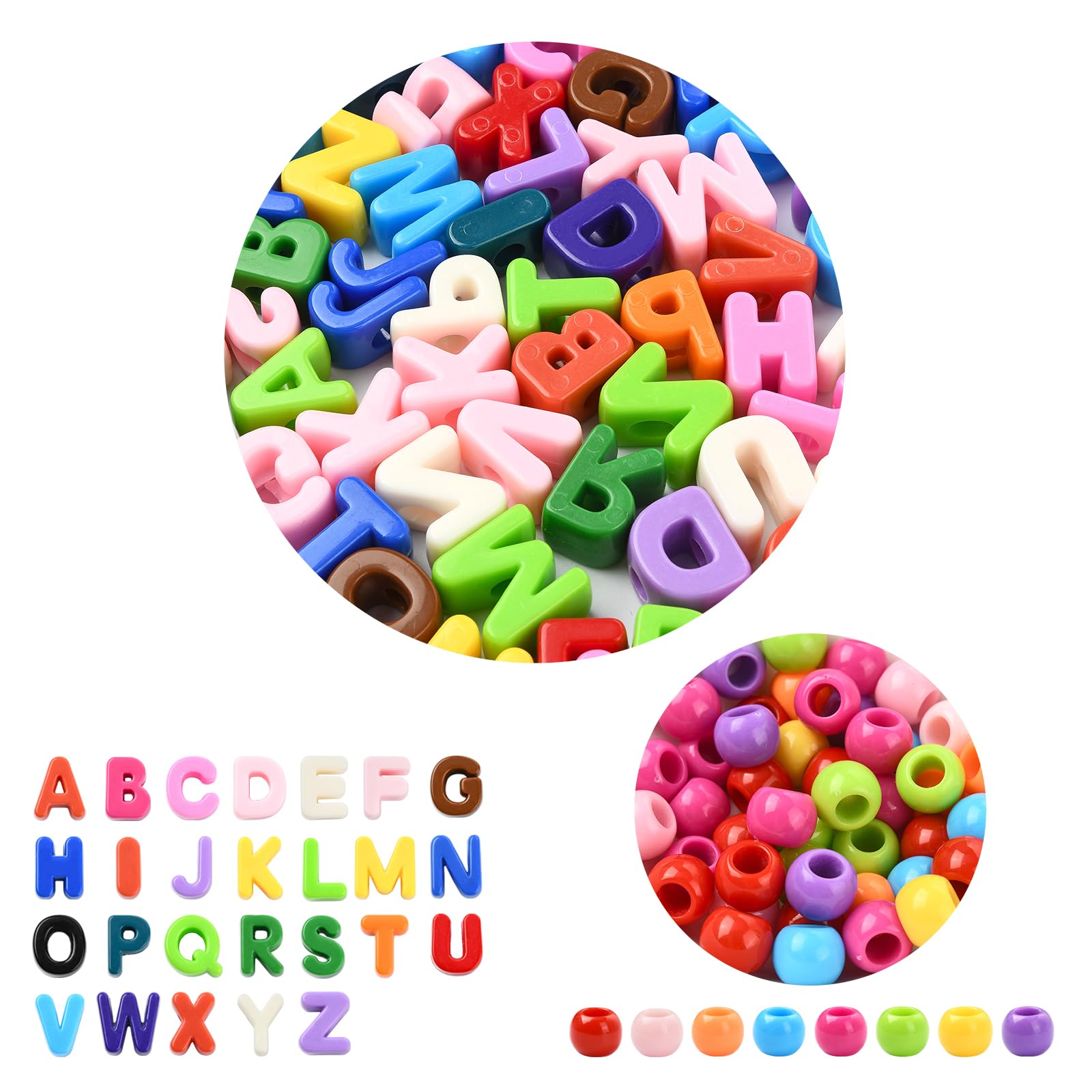 LEGENTLISUR 154Pcs Large Letter Beads Colorful Acrylic Alphabet Letters Bead A-Z Opaque Mixed Rondelle and Alphabet Beads for Bracelets Keychains Jewellery Lanyards Making