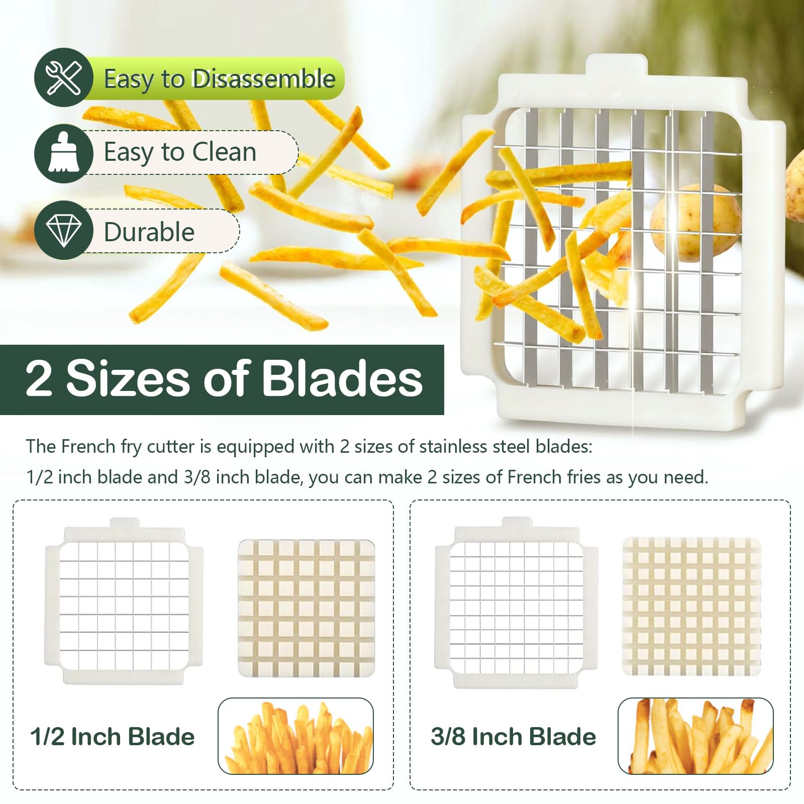 Coupe Frites Électrique, Coupe Frite Professionnel Coupe Pommes De Terre, Coupe Pommes De Terre Coupe Légumes Avec Lame De 9x9 mm Et 12 X 12 mm, Coupe Légumes Multifonctionnel Mandoline Cuisine