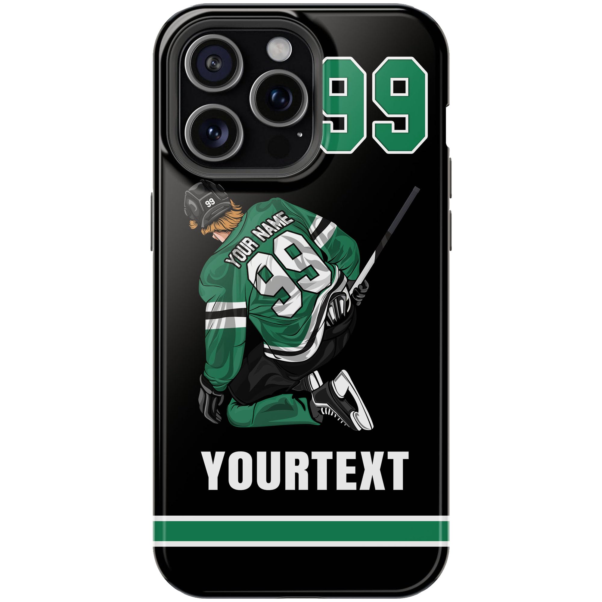 Personalized Ice Hockey Art Player Jersey Team Phone Case Custom Name Number Protective Cover Customized Compatible with Clear Case Tough Case iPhone