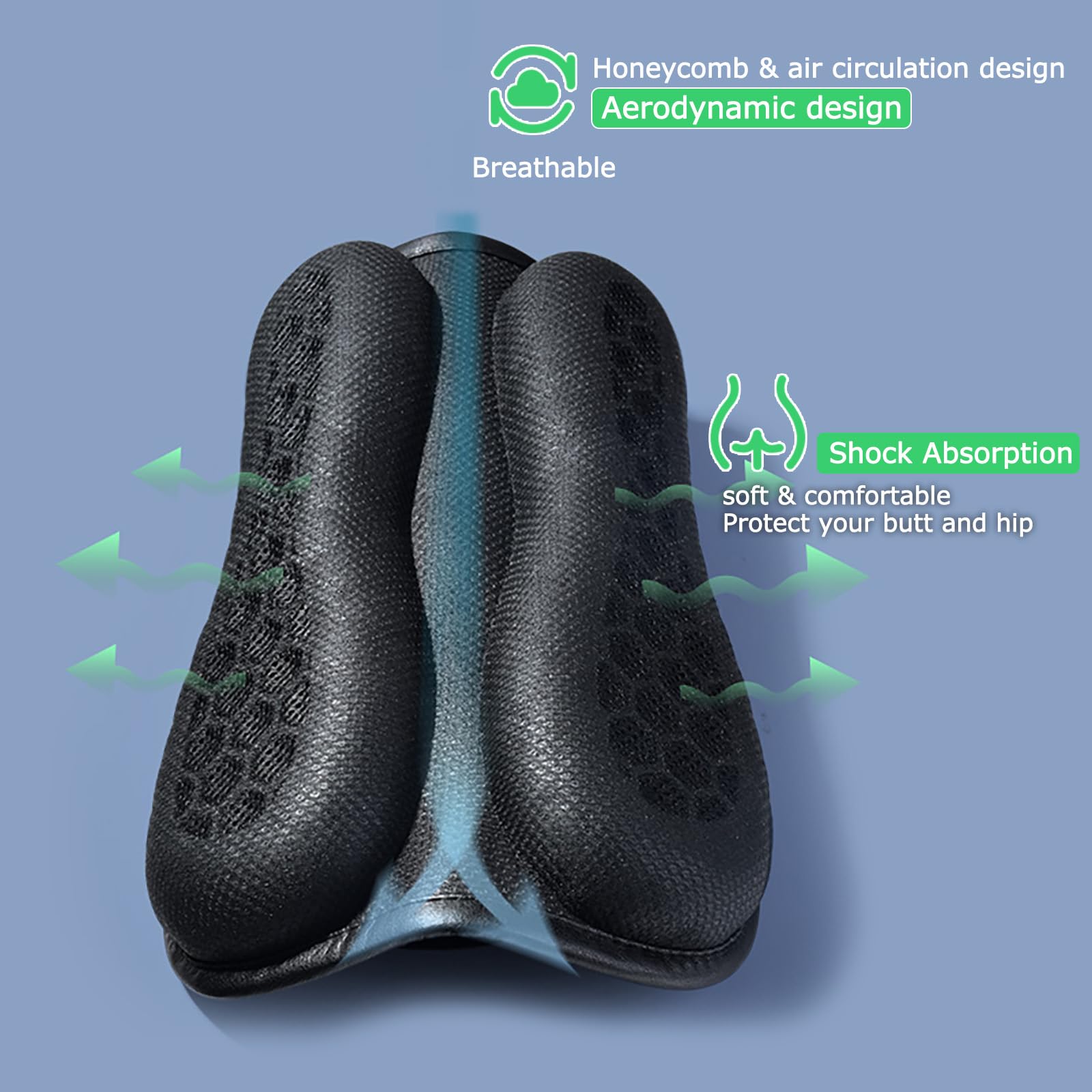 Cojín de Asiento PhyiFlbey, Cojín Universal Plegable de Asiento de Gel para Motocicleta，Estructura de panal transpirable de amortiguación 3D del cojín de gel de la motocicleta