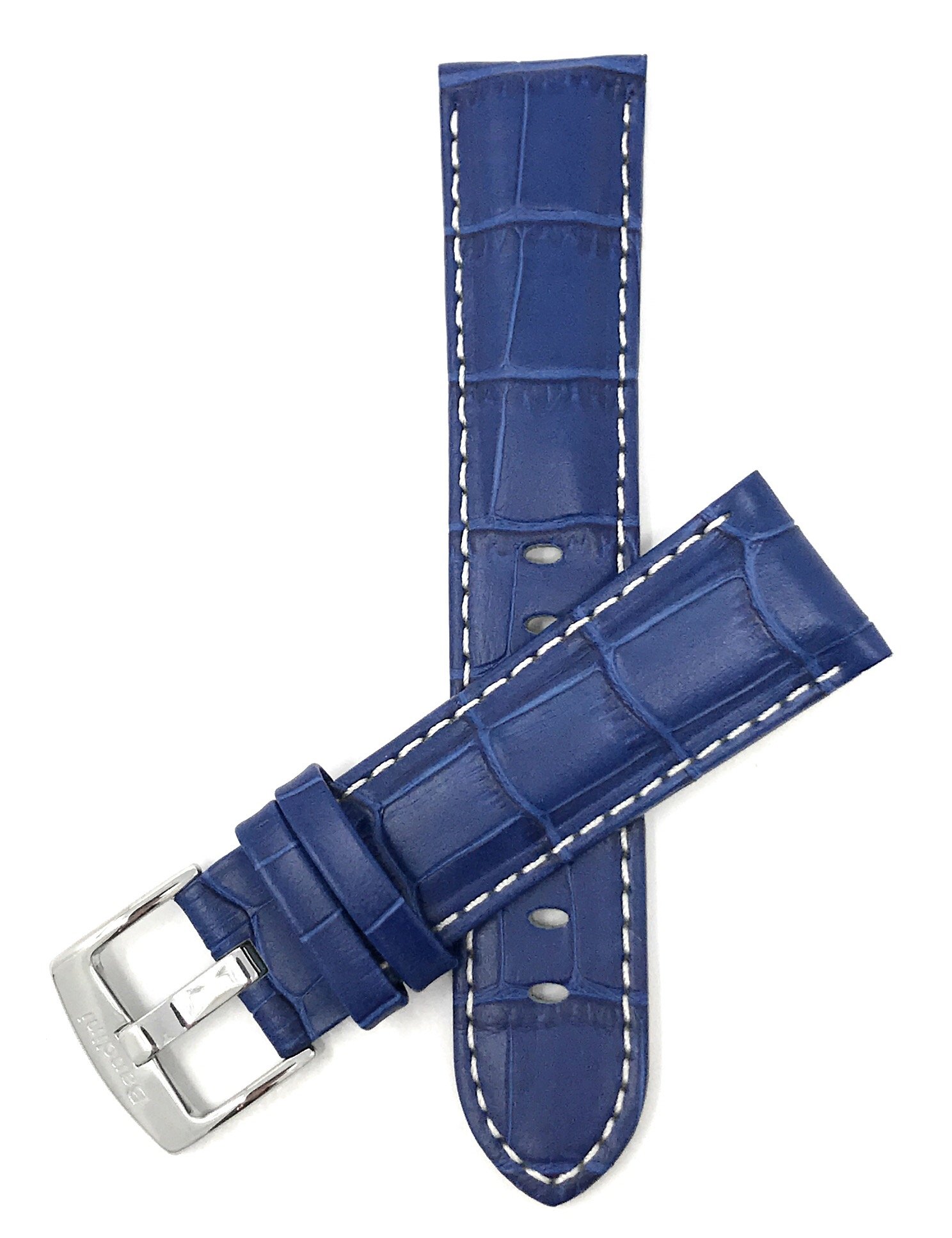 Bandini 26mm Mens Leather Watch Band - Alligator Pattern Leather Watch Strap - Replacement Watch Band for Classic and Smart Watch - Blue 26 mm Watch Band