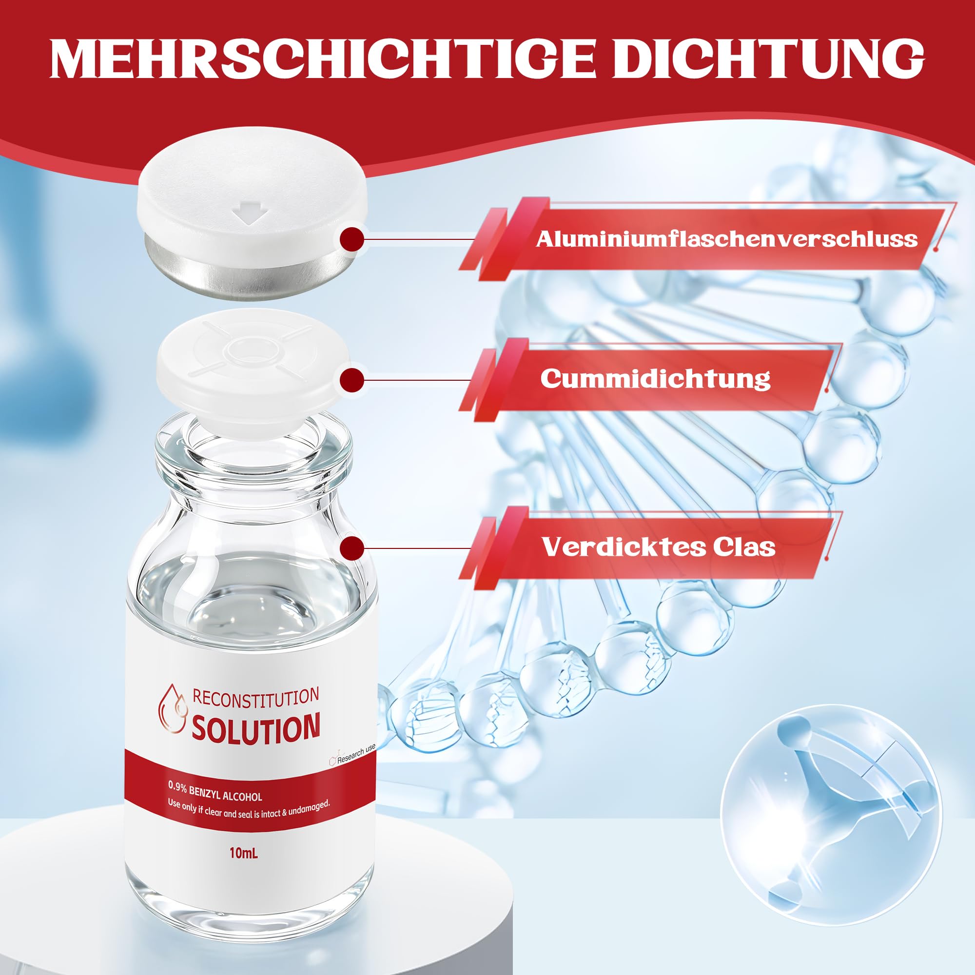 3 Stück X 10 ML Hochwertige Qualität Verschlossene Flasche, Einzeln Verpackt(Rot)