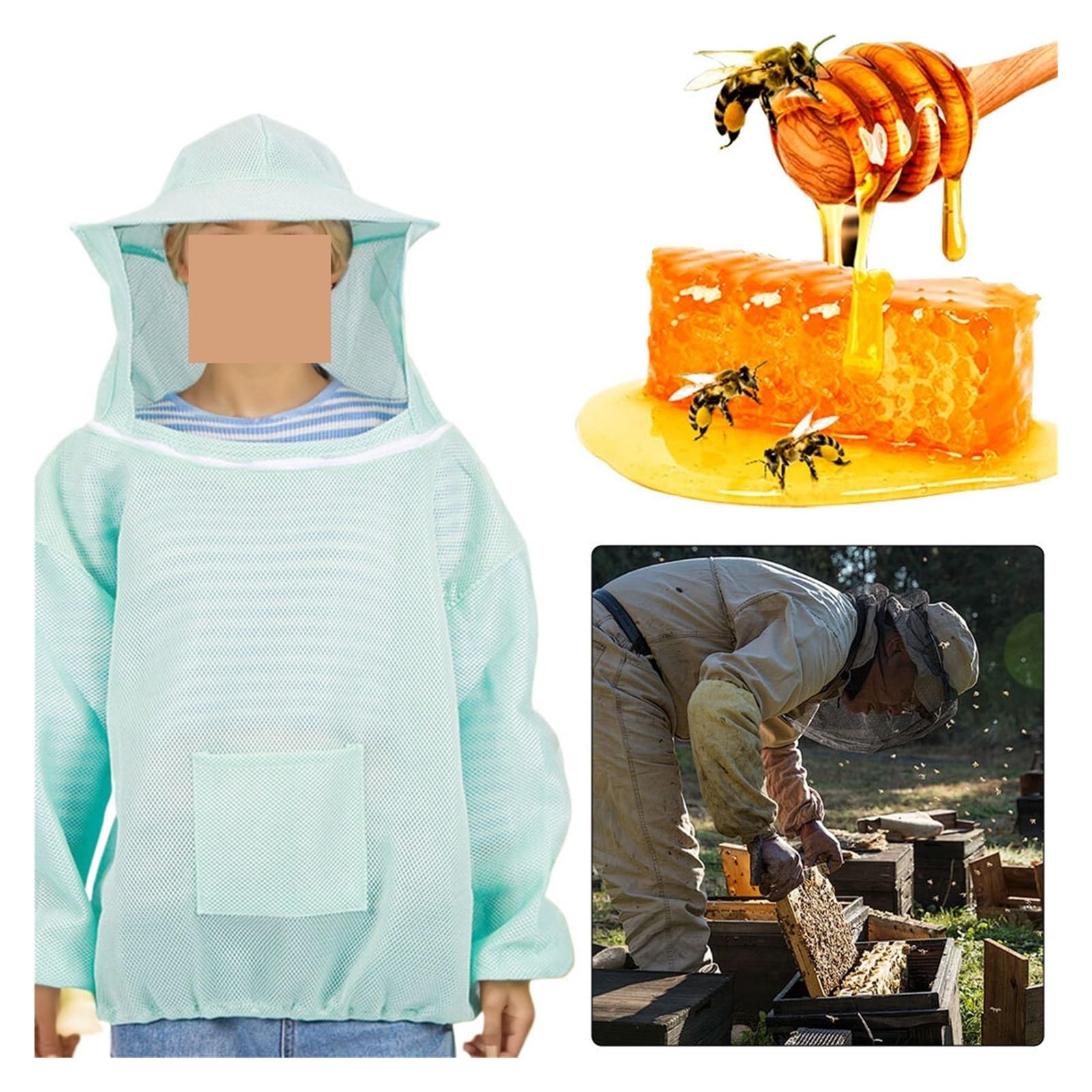 Beekeeping Anti-Bee Clothing Beekeeping Suit Beekeeper Body with Bee-Proof Cap Beekeeping Equipment(Blu)