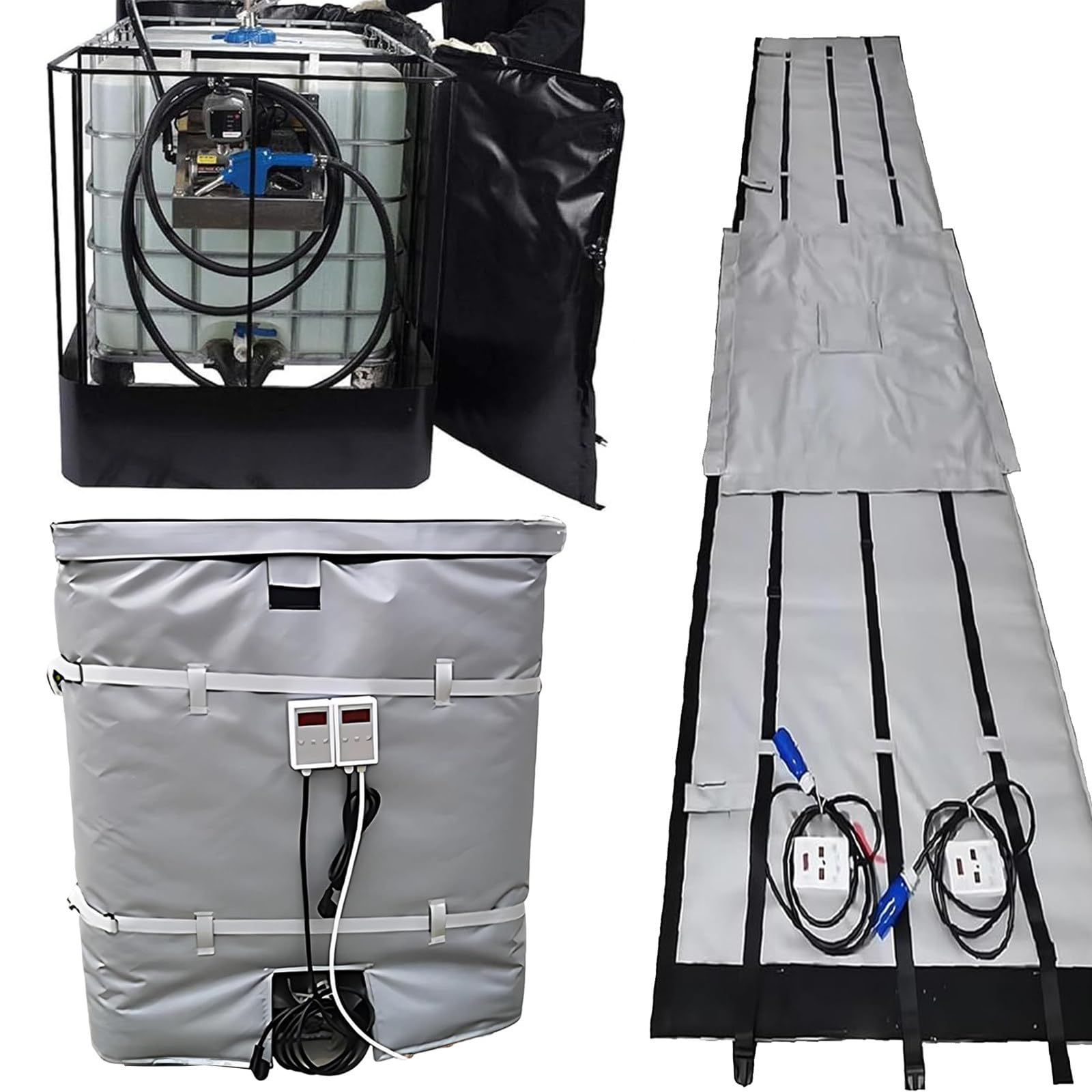 Grzejnik beczkowy 1000 l – 6,4 kW przemysłowy koc grzewczy z podwójnym regulatorem temperatury do bębna olejowego - wydajna izolacja termiczna dla optymalnej wydajności grzewczej