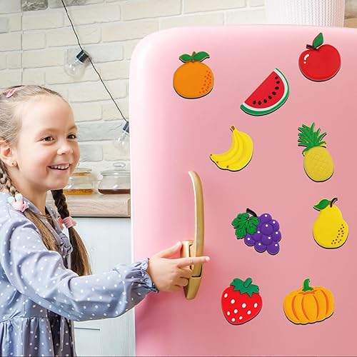 Miniatura 6 de Imanes de refrigerador para niños pequeños  Bonitos imanes de frutas para nevera para niños pequeños de 1 a 3 años, imanes magnéticos de espalda