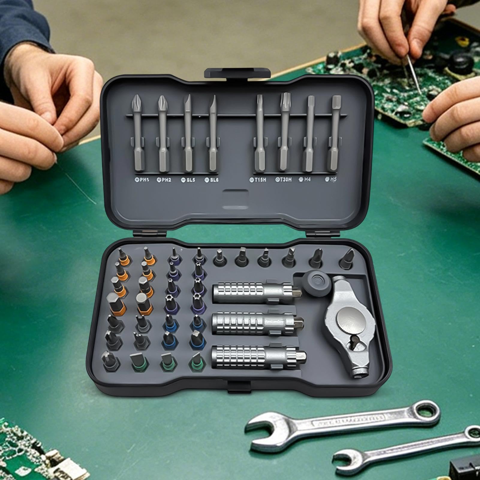 Juego de Destornilladores de Carraca Portátil Ergonómico Multibroca | Juego de Destornillador Magnético Conmutable para Reparación de Coche, Hogar, Bricolaje,