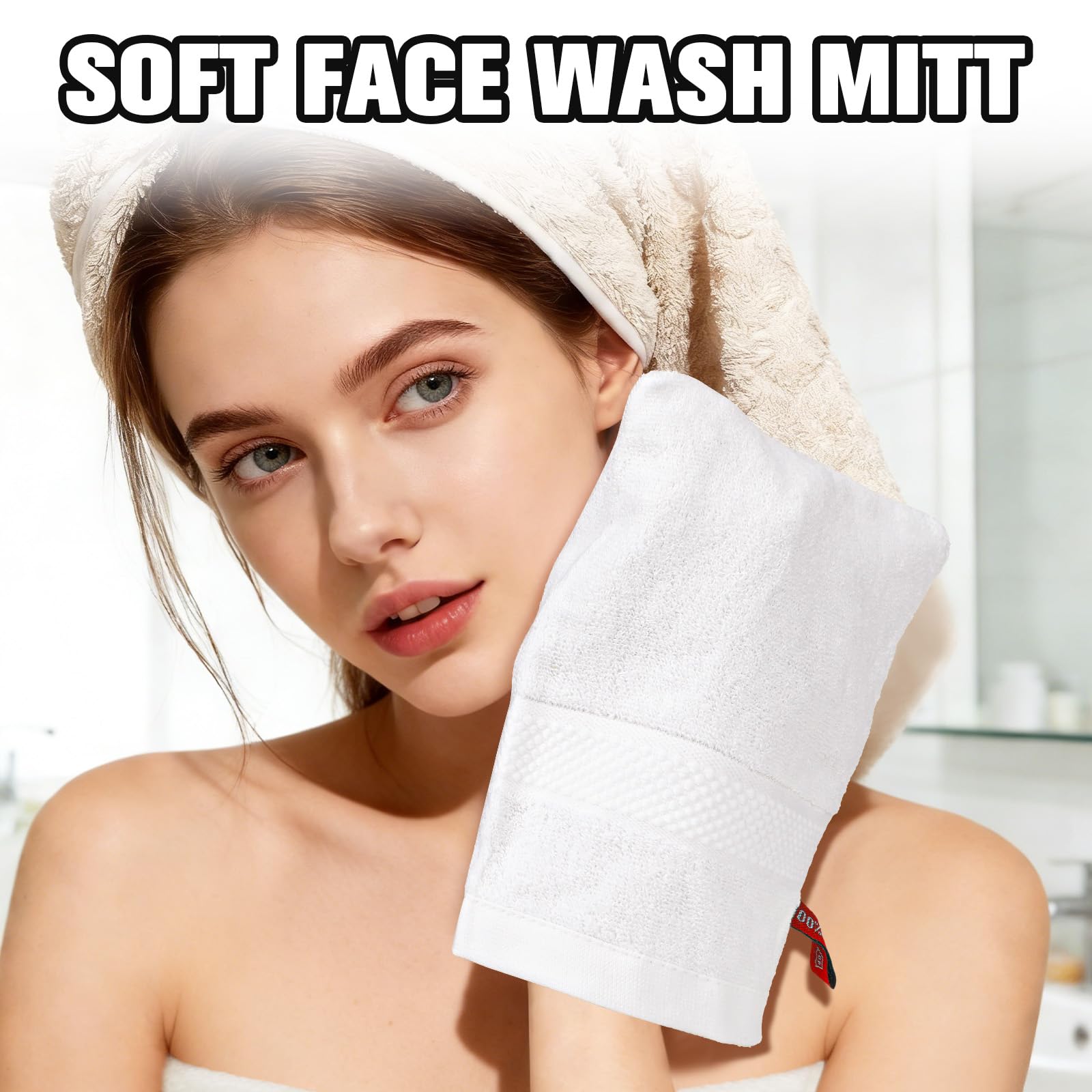 PHOGARY 8 sztuk rękawic kąpielowych frotte, 100% bawełna, zestaw ściereczek do mycia, miękkie rękawice do mycia, wielokrotnego użytku, do usuwania makijażu, ręczniki łazienkowe, SPA, 16 x 23 cm