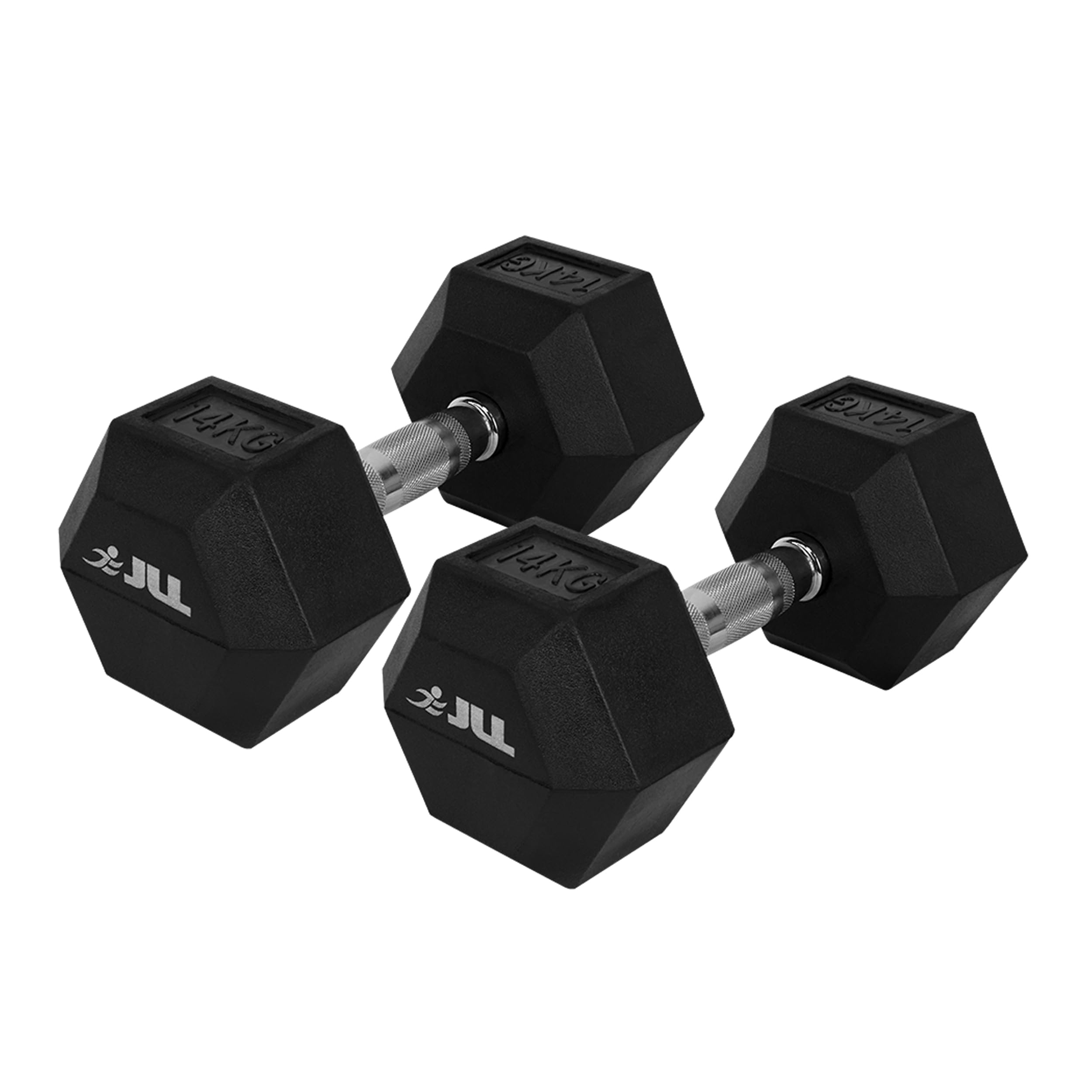 JLL Hex Dumbbell, Heavy Duty Rubber Commercial Dumbbell, Full Body Workout for Home Gym Exercise, Knurled Chrome Handle, Sold in Pairs - Sizes - 4/6/8/12/16/18/20/28 KG