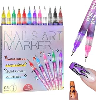 Nail Art Pens for Painting Nails, 2026 New Nail Art Markers for Gel Nails, 12 Colors Nail Art Pens Set, Diy Nail Art Tools for Dotting Drawing Painting Point Liner Christmas Gifts (1set)