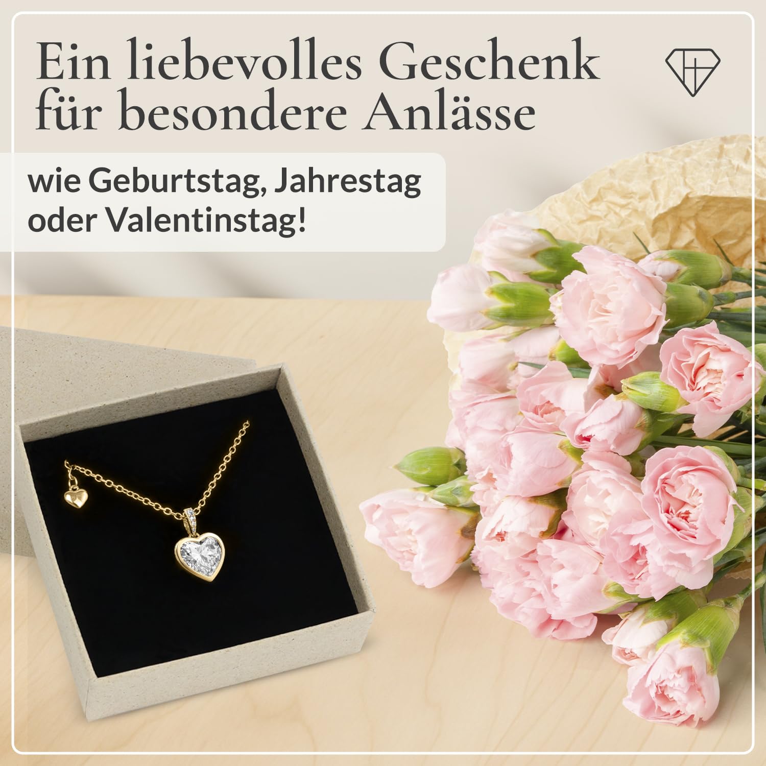 Hannah's Treasures Halskette Damen Silber 925 mit Herzanhänger [auch in Gold erhältlich] Silber Rhodiniert | Silberkette Damen 925 mit Anhänger | Necklace