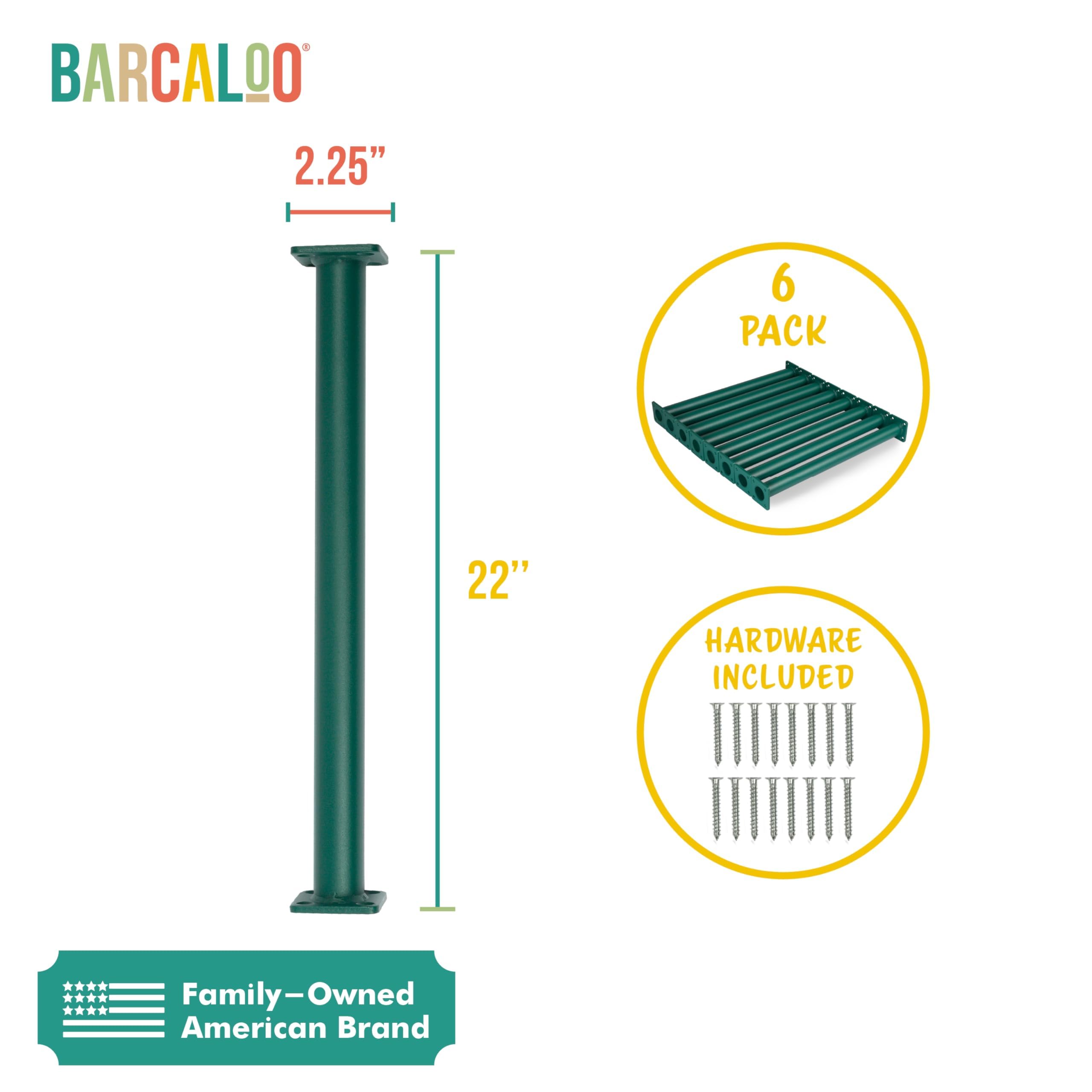 Barcaloo 22 Inch Monkey Bars for Kids Outdoor - Set of 6 Green Powder Coated Indoor Monkey Bar Set for Backyard Kit with Mounting Plates