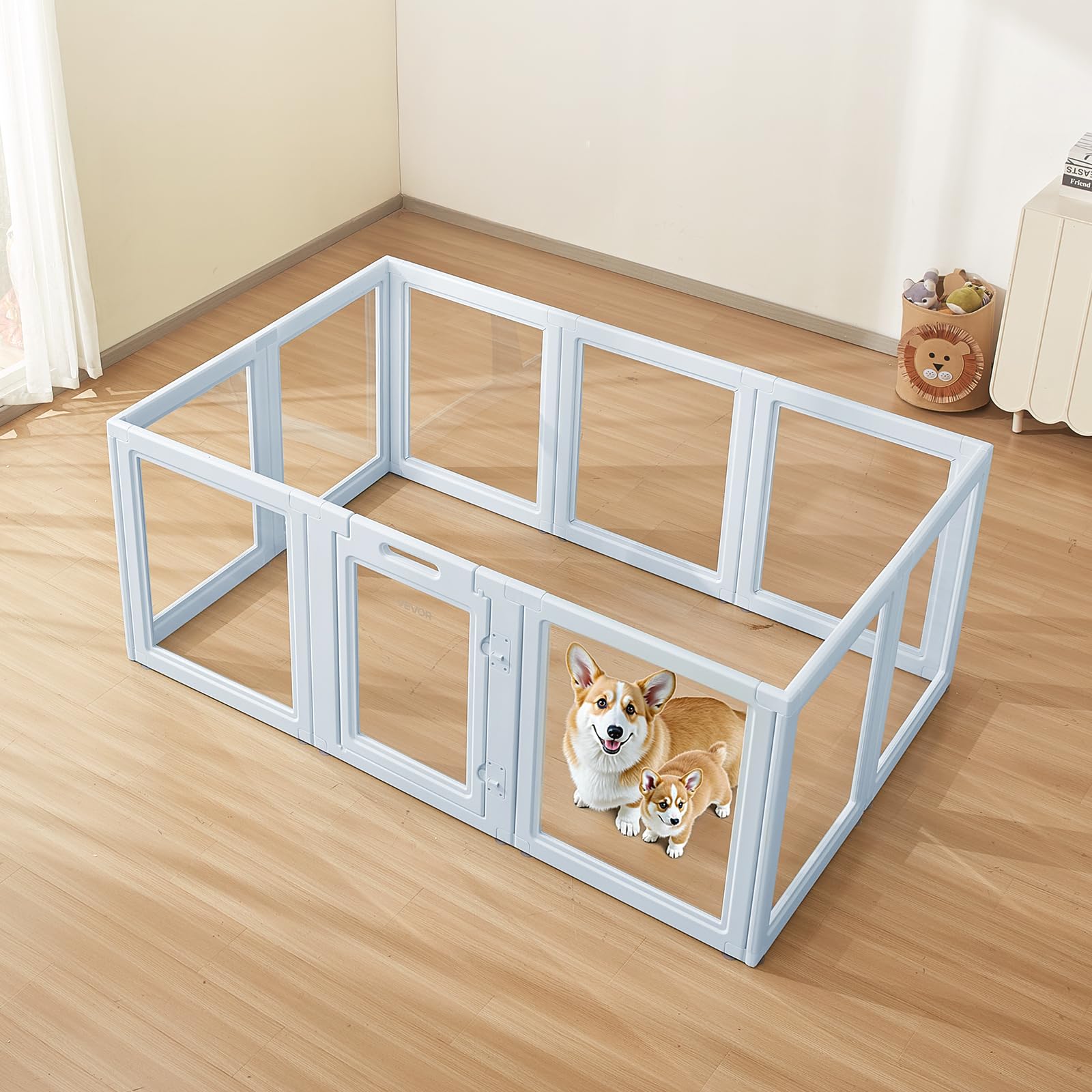 VEVOR Dog Whelping Box, 76x49x30 in Plastic Dog Whelping Pen for Large Sized Dogs, Waterproof Puppy Playpen with Transparent Windows & Door Lock, Easy to Clean, Durable Indoor Pet Dogs Cats Birth Kit