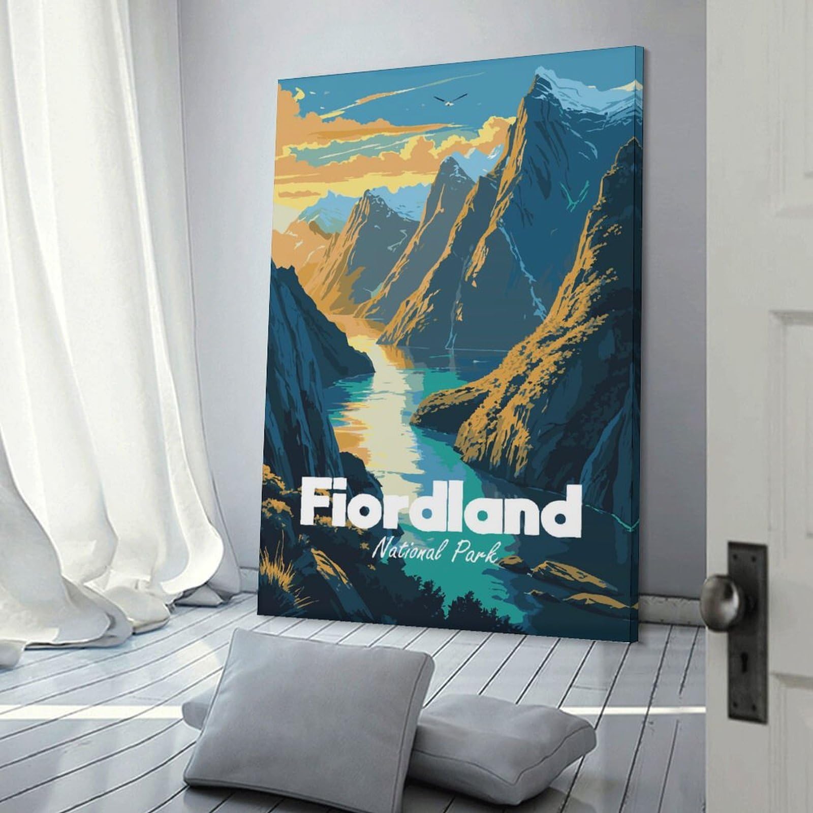 Junmoney Fiordland National Park Travel Canvas Art Print, 08x12inch(20x30cm), for Bedrooms, Workspaces And Everyday Interiors, A Flexible Wall Accent for Shared Spaces