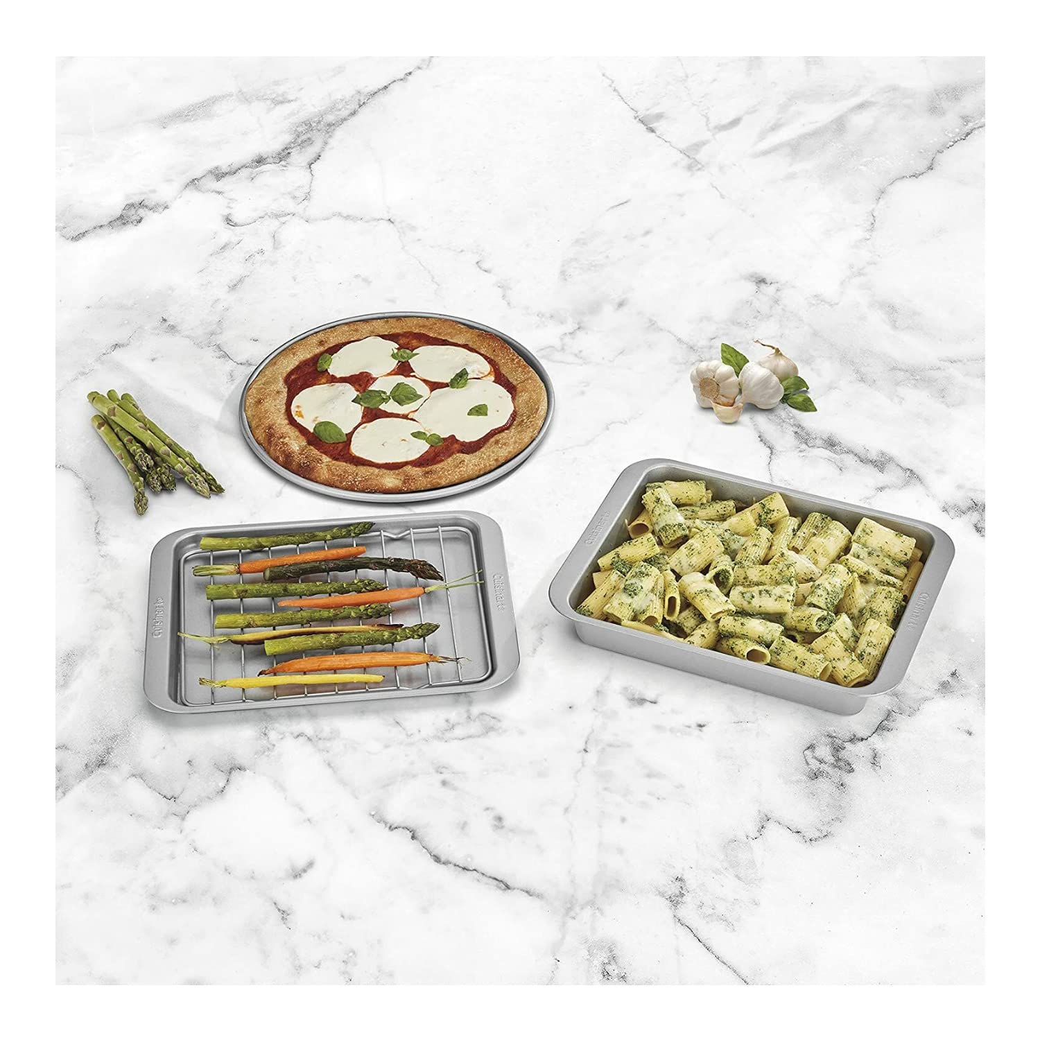 Cuisinart AMB-TOB4 - Juego de 4 sartenes para horno tostador, color plateado