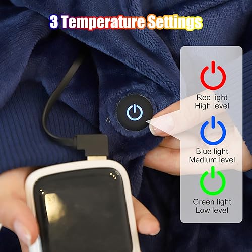 Miniatura 4 de WOOLALA Manta térmica USB, sudadera con capucha perezosa con gran área de calefacción en la parte posterior, acogedora sudadera Sherpa