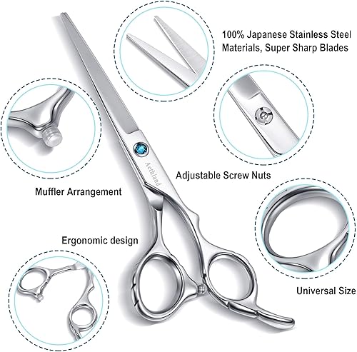 Miniatura 2 de Aethland - Juego de tijeras de corte de cabello, juego de tijeras profesionales de peluquería (tijeras de adelgazamiento para recortar, moldear y