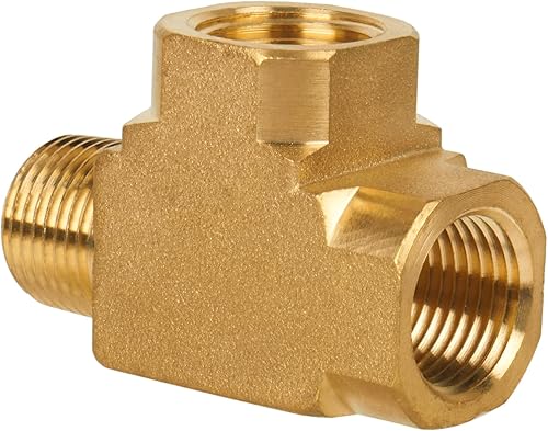 JUWO 38" NPT hembra x 38" NPT macho x 38" NPT hembra, camiseta Barstock Street, accesorio de tubería de latón para aire, propano, LP y gas natural