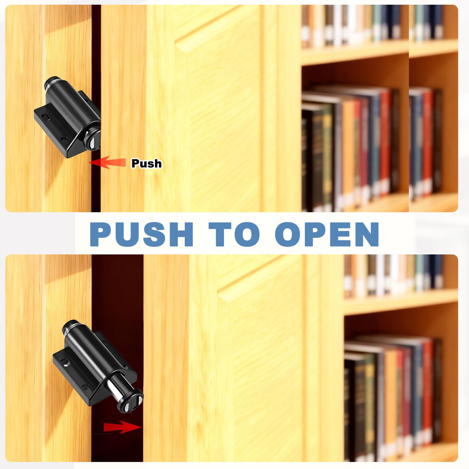 Uxcell Magnetic Touch Catch Press Latch – 4-Pack, Black, For Cabinet Doors & Drawers, Push-to-Open/Close
