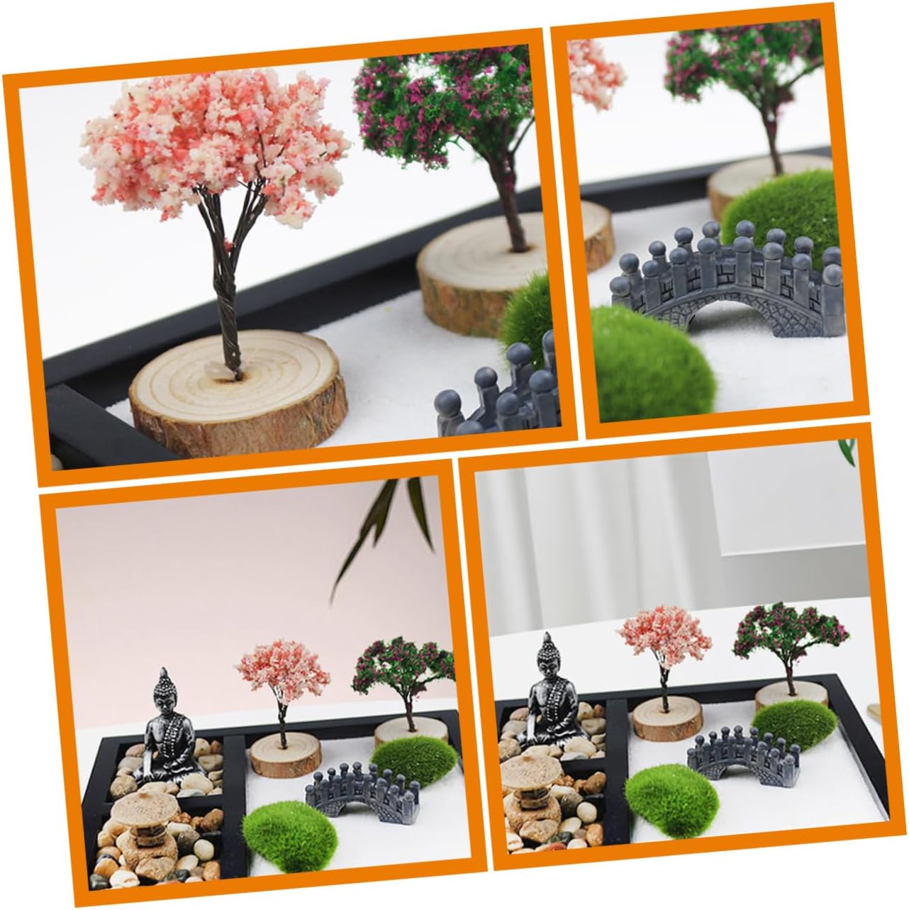 UPKOCH 1set Mini Zen Garden Decoration Kit Desktop Sand Garden Ornament for Home Office Relaxation Meditation Elegant Resin Craft Calm Energy for Stress Relief