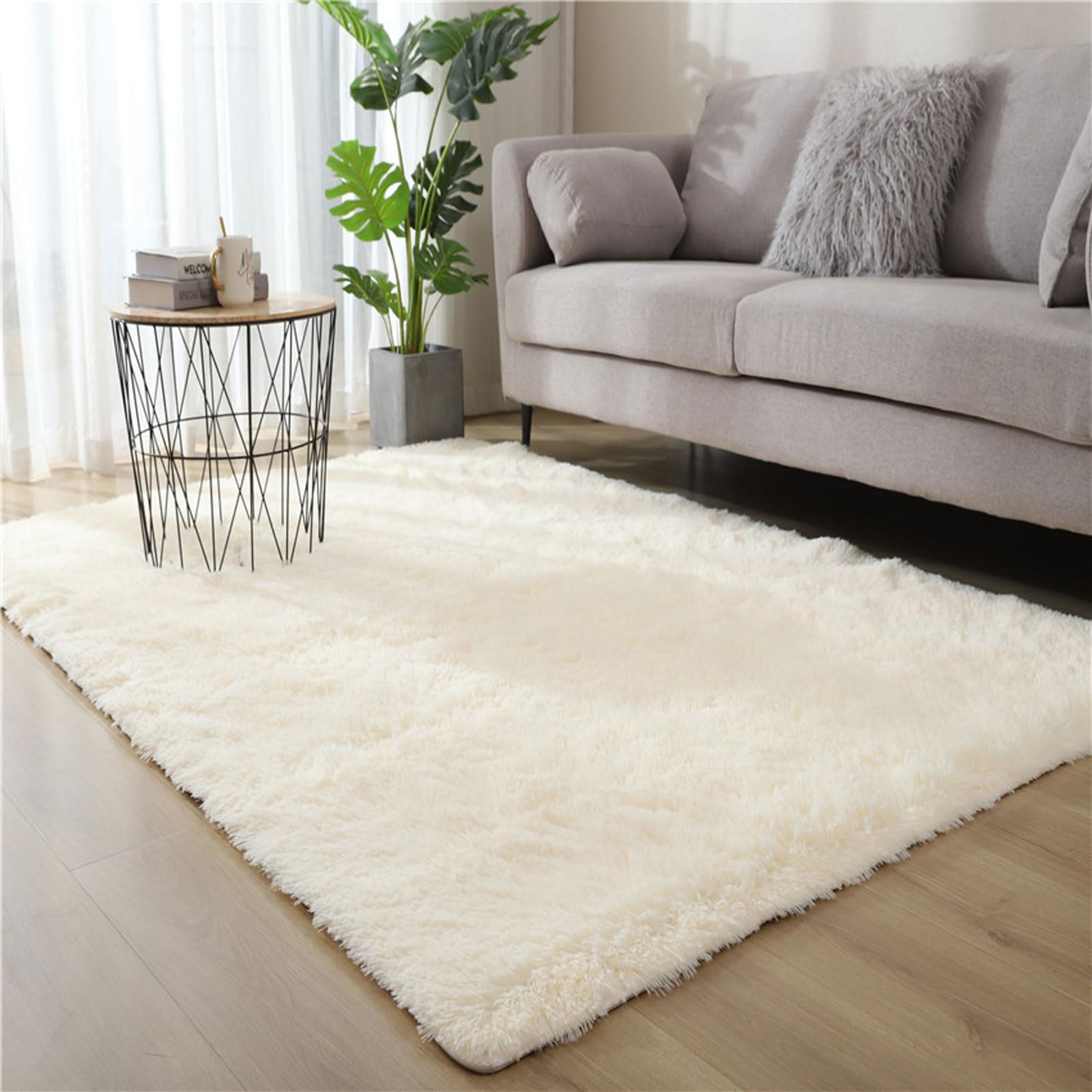 OPFdfhDFH Carpets, Carpets Living Room Bedroom Rug Non Shedding Washable Long Plush Rugs Decorative Soft Kids For Dining(Cream Color,40x60)