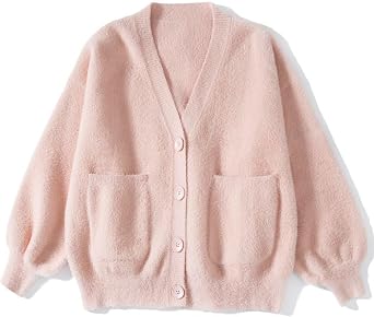 JASCLS Womens Casual Loose Knit Cardigan Oversized Color Block Full Sleeve Sweaters for Women