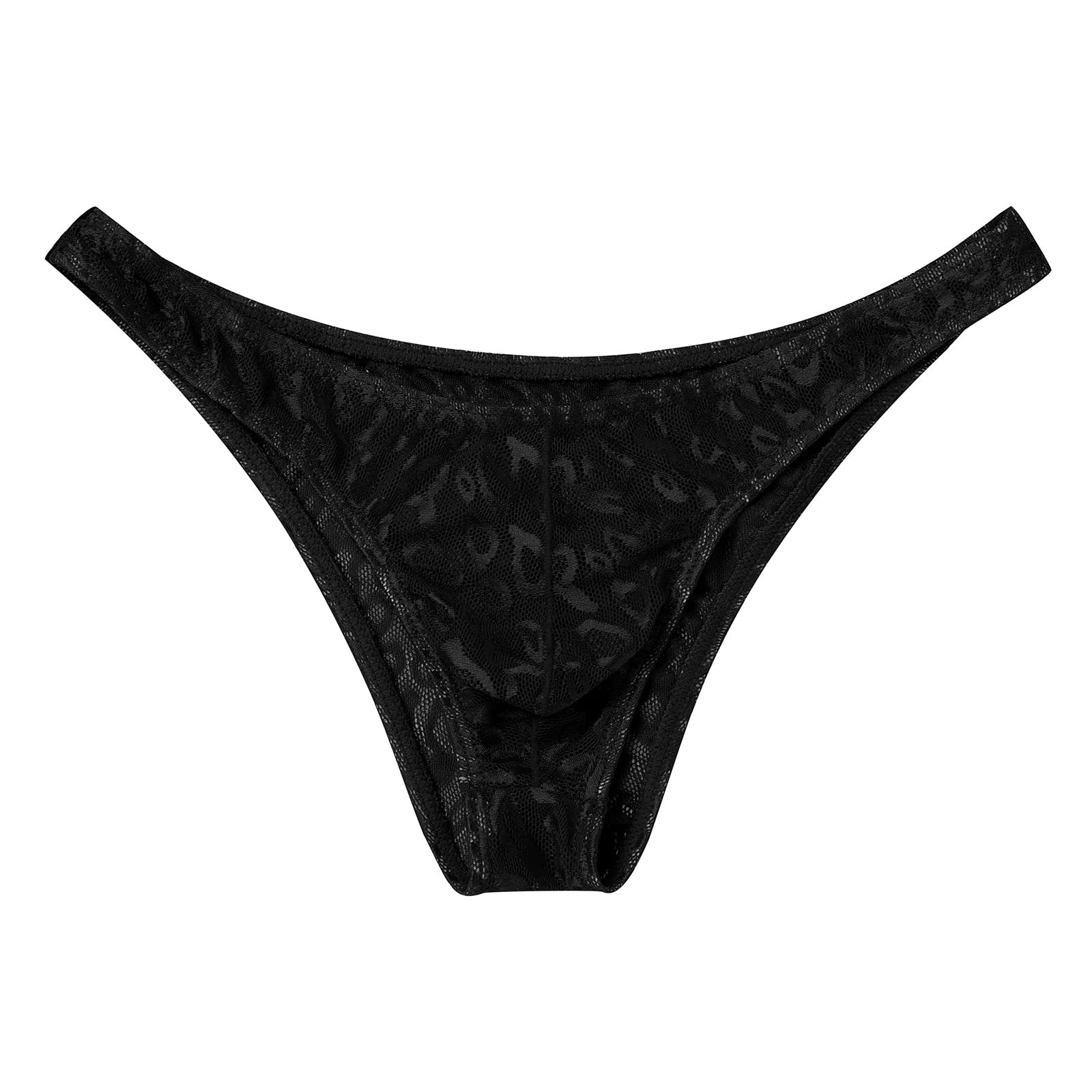 IBAKOM Men's Sissy Lace Floral Bulge Pouch Bikini Panties Low Rise Mesh Translucent Crossdress Lingerie Underwear