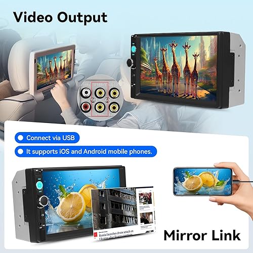 Miniatura 2 de Estéreo para automóvil de doble DIN de 7 pulgadas, pantalla táctil Bluetooth manos libres, radio de coche manos libres, 2 DIN, reproductor MP5