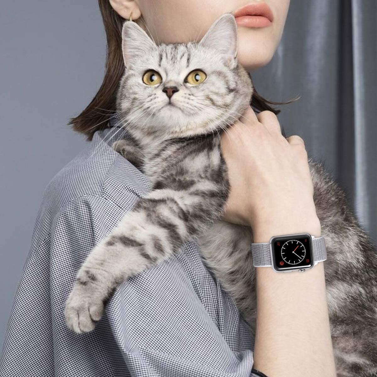 Correa deportiva compatible con Apple Watch de 49 mm, 45 mm, 44 mm, 42 mm, 41 mm, 40 mm, 38 mm, nailon elástico trenzado transpirable para iWatch Series 9, 8, 7, 6, 5, SE, 4, 3, 2, 1, 3. Negro