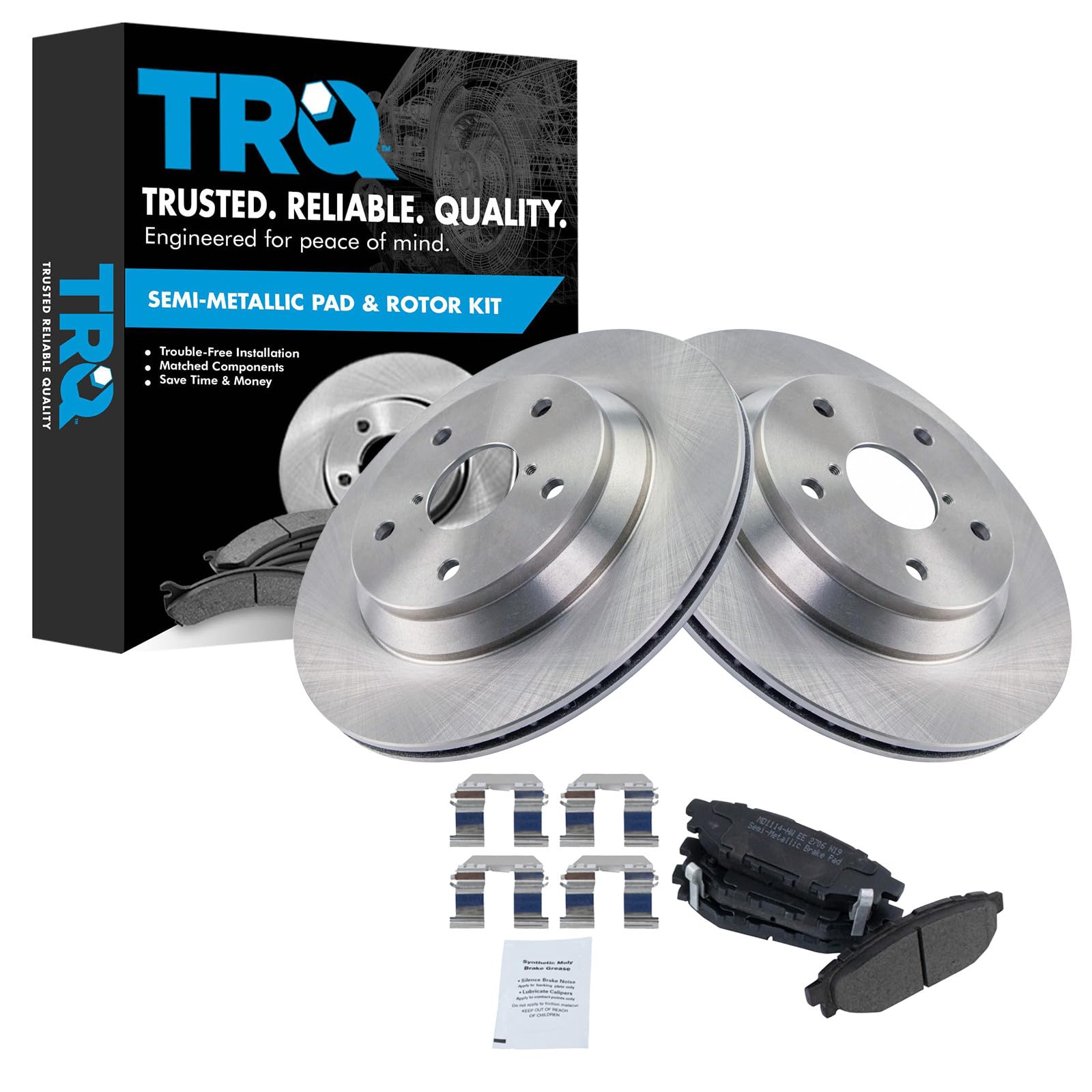 TRQ Rear Brake Pad and Rotor Set Semi Metallic Rotors Compatible with 2019 Subaru Forester
