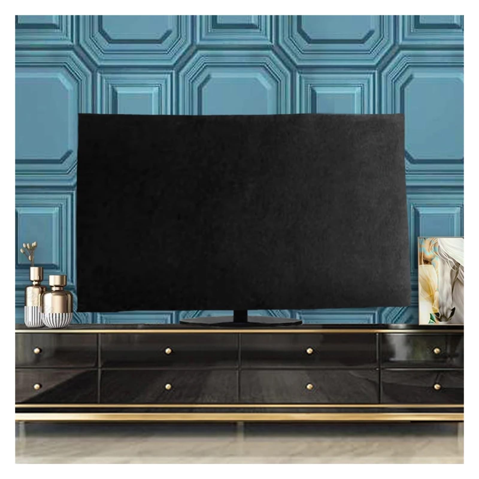 Funda Para TV Terciopelo, Negro Terciopelo, 65 Pulgadas | Cubierta De Tela, Antipolvo, Colgante, Para Escritorio