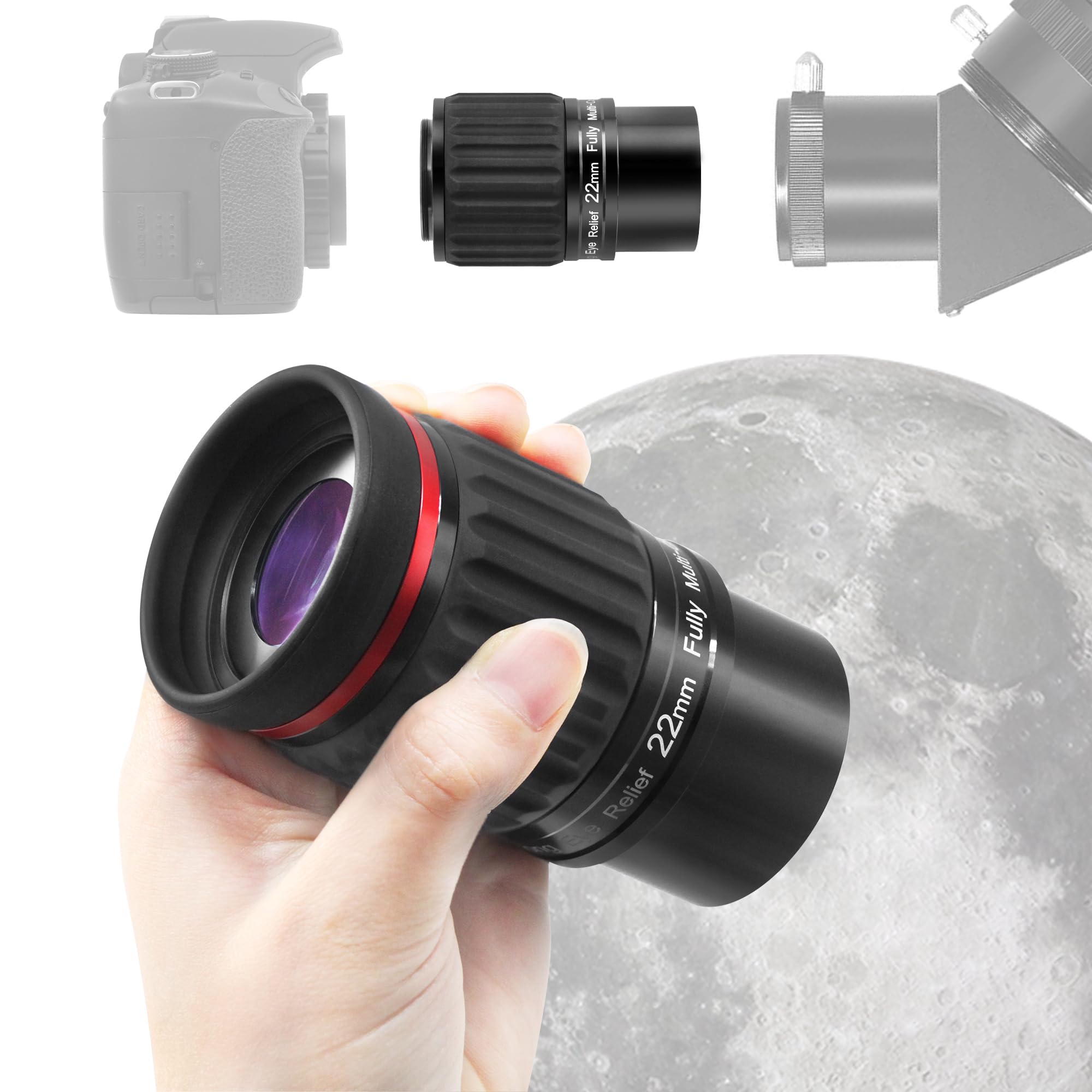 Astromania Telescope Eyepiece 22mm 2 Inches Super Wide Angle 70 Degree Telescope Lens with M43x0.75 Male Thread, Multi-Coated ED Element SWA Eyepiece