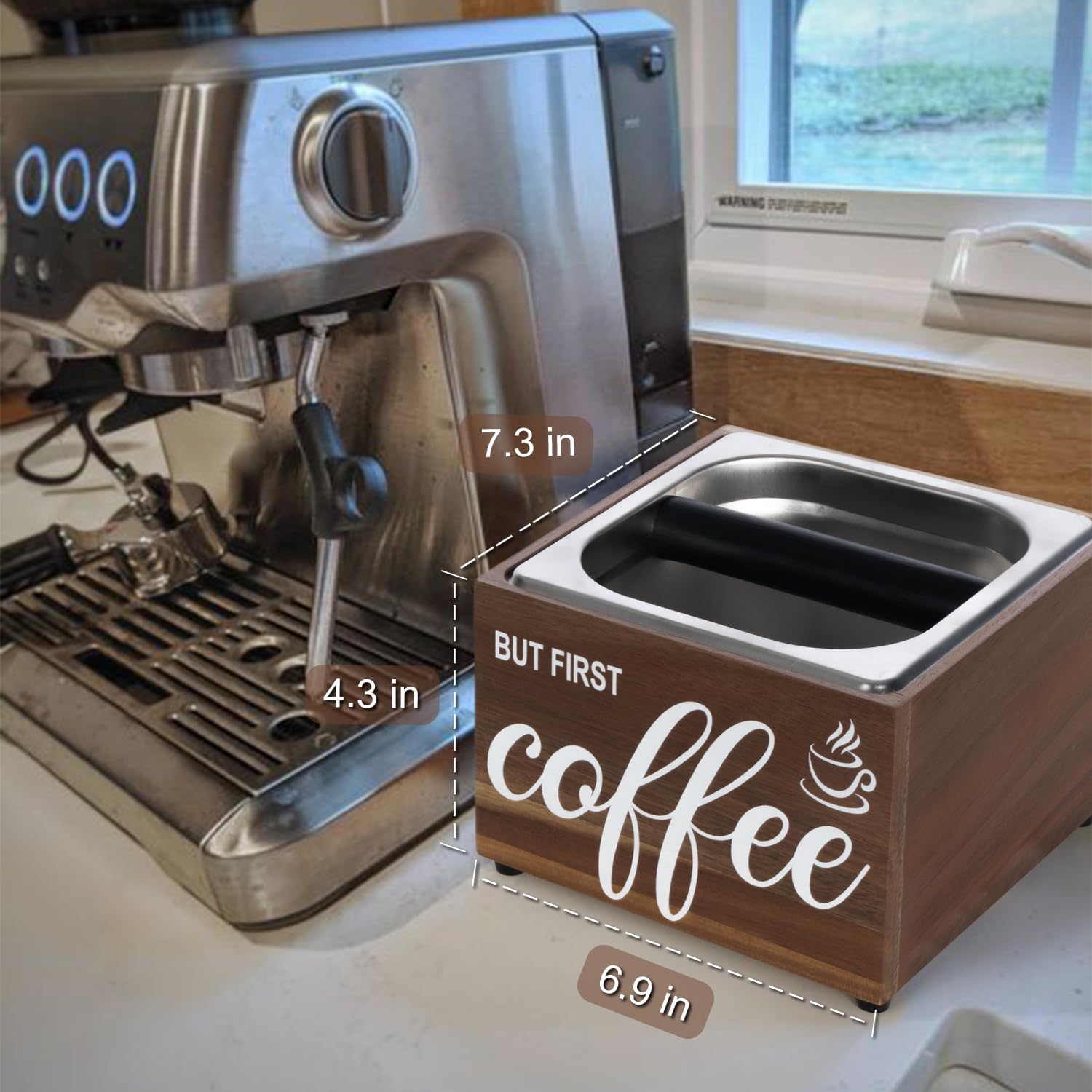 Knock Box para café expreso, caja de espresso de diseño silencioso, accesorios para máquina de espresso, estación de apisonamiento, base antideslizante, accesorios de barra de café, herramientas de