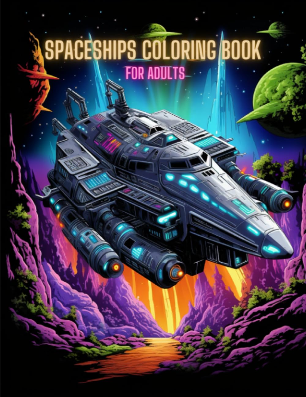 Spaceships coloring book for adults