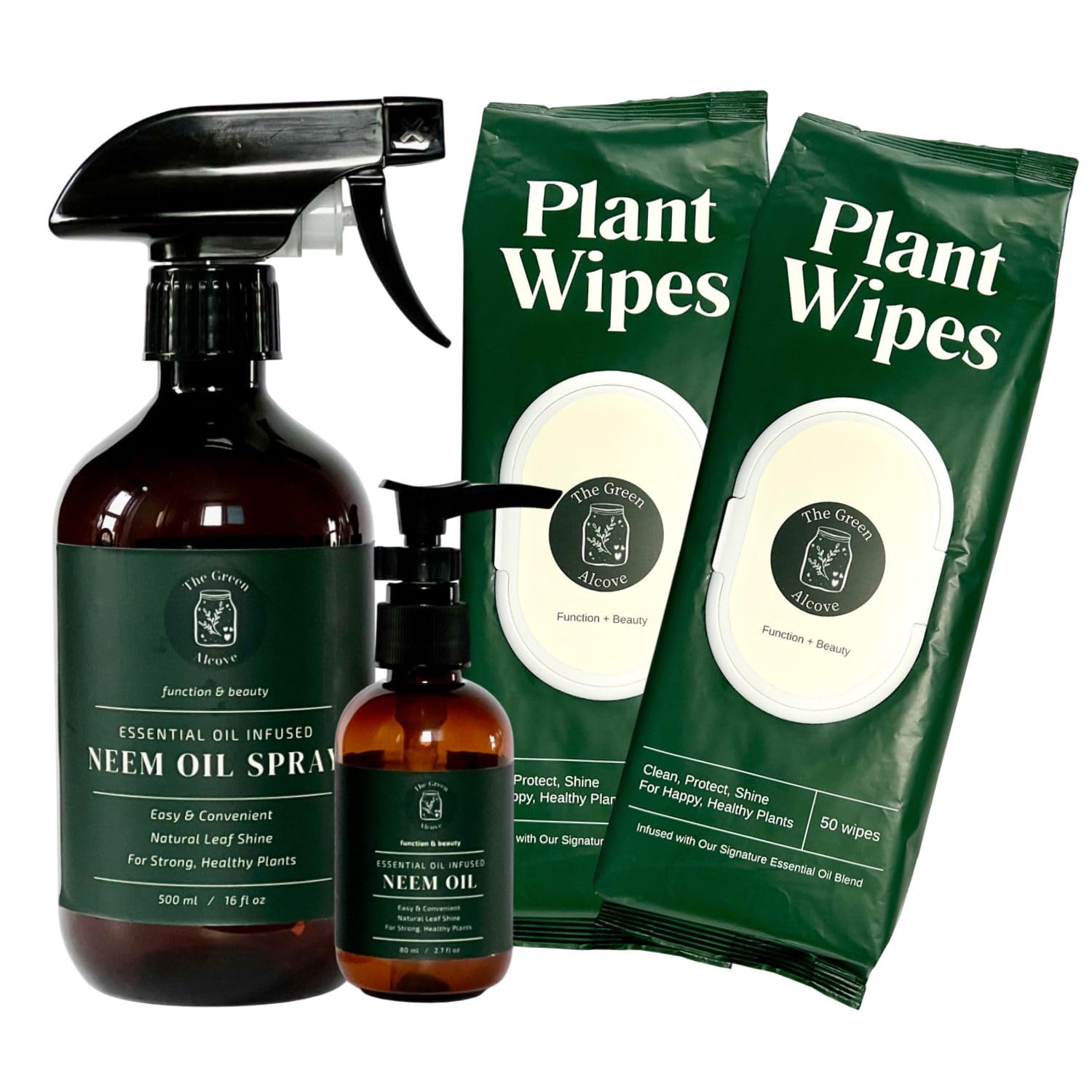 Plant Shine & Defense Duo – Plant Wipes + Essential Oil Infused Neem Oil Spray