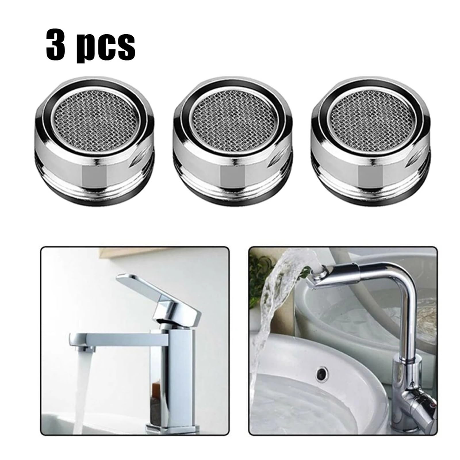 3 Pezzi in Ottone per Rubinetto a Risparmio idrico, Filtro sostituibile, ugello Misto, aeratore da Cucina M24, diffusore a gorgogliatore, Rubinetto di Facile installazio