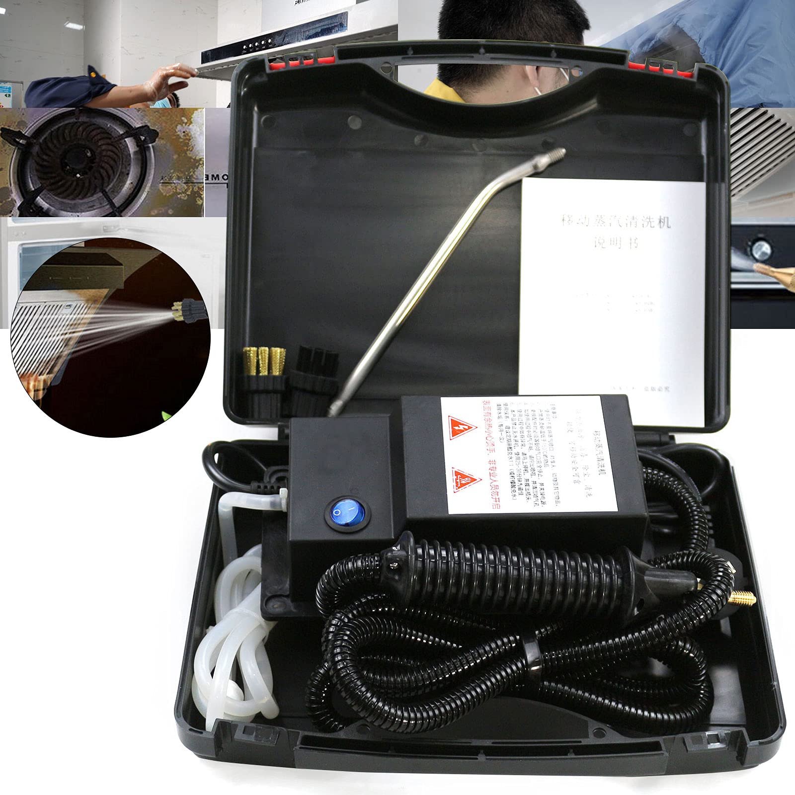 High Pressure Steam Cleaner 1700W Handheld High Temp Portable Cleaning Machine for Commercial Home Use Grout Tile Kitchen