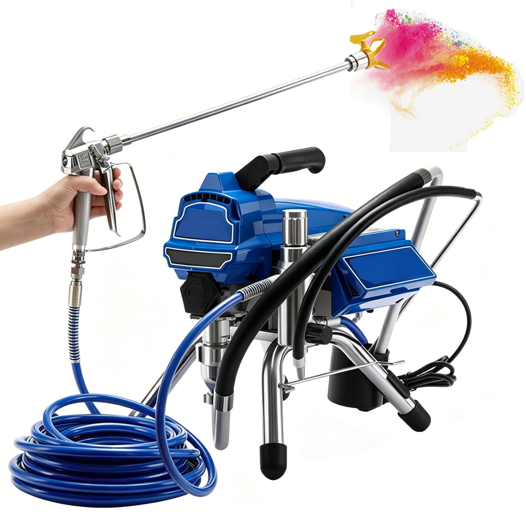 Pulverizador de pintura eléctrico de 3000 W, pistola de pulverización de alta eficiencia y alta presión, incluye boquillas de latón y varilla de extensión, sobrepulverización mínima para pintura