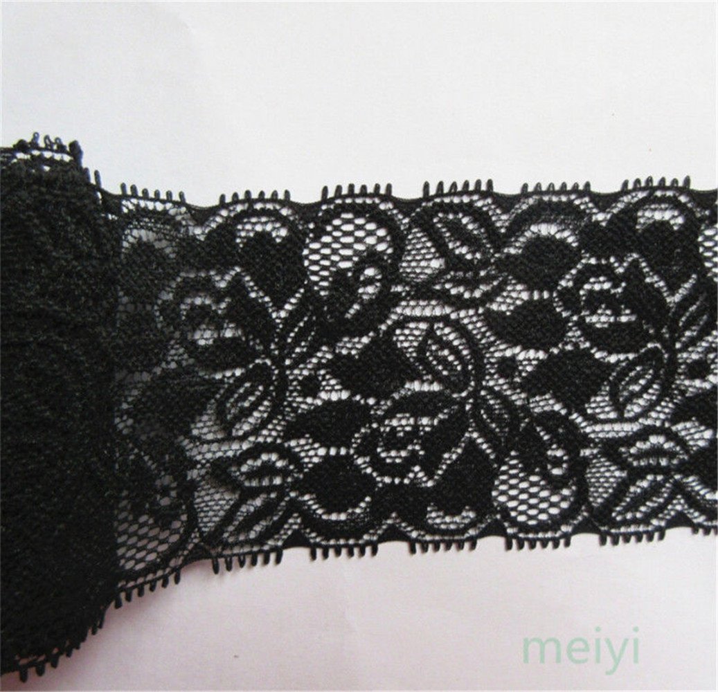 Dentelle Vintage Noire, élastique, 9 M, Largeur 6,5 Cm, Tissu