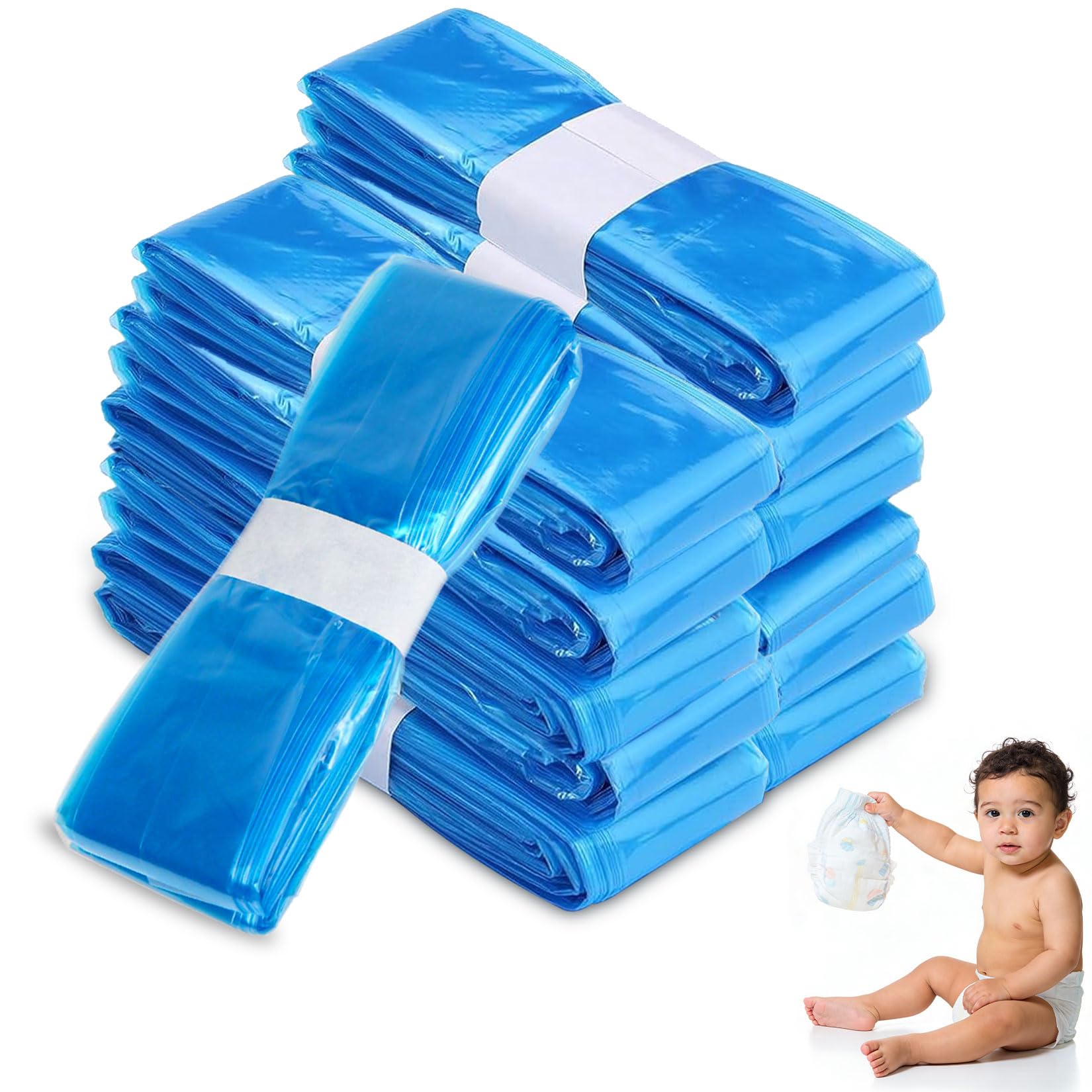 Pack de 12 recambios para cubos de pañales, 7 capas y resistentes a los olores, compatible con Angelcare/Tommee Tippee/Litter Locker – Azul