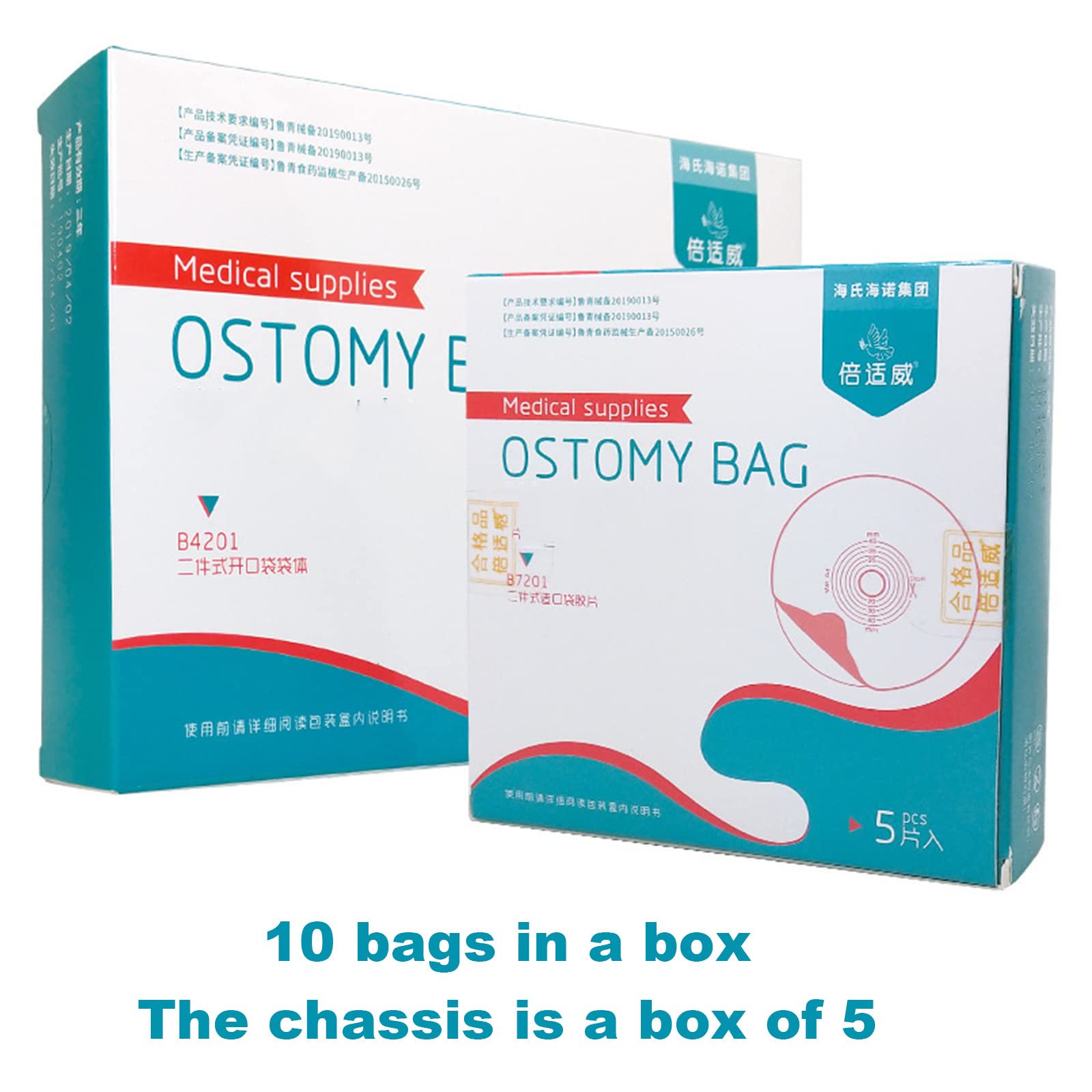 Confezione da 10 sacche for colostomia, due pezzi di for stomia