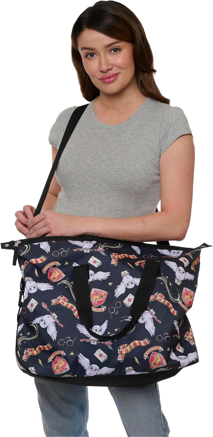 Harry Potter Tote Duffel Bag Hogwarts All Over Print Owl Glasses Carry On Travel - Image 2